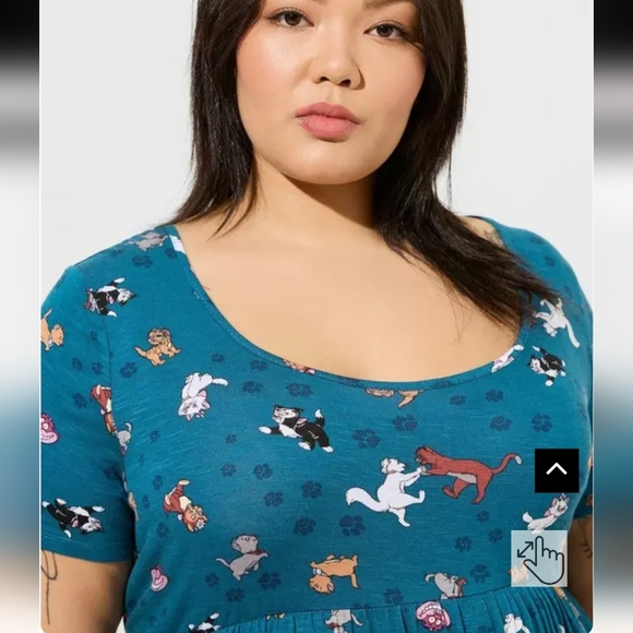 Torrid Disney Cats Short Sleeve Teal Babydoll High Low Top Size 3x NWT - Picture 5 of 13